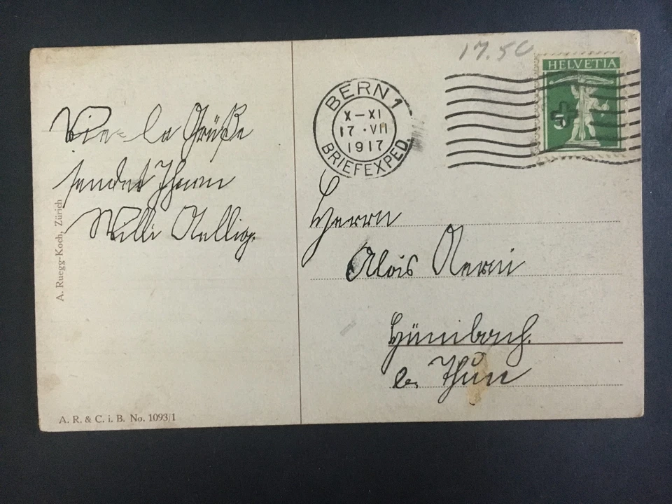 1917 Berna Suiza Imagen Postal Cubierta a Grunburg Girli in the Moon Foto 2 de 2