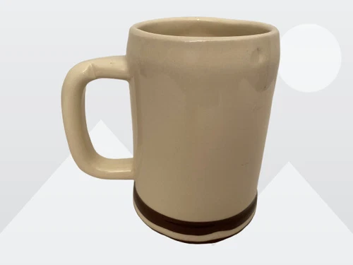 McCoy 6395 Beige & Brown Striped Glazed 16 oz. Stoneware Cup Vintage USA