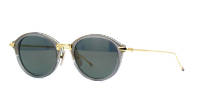 希少　THOM BROWNE TB-011 NAVY×18KGOLD 46サイズ THOM BROWNE TB-011 G-T-GREY-GLD SUNGLASSES SATIN GREY-CRYSTAL 18K