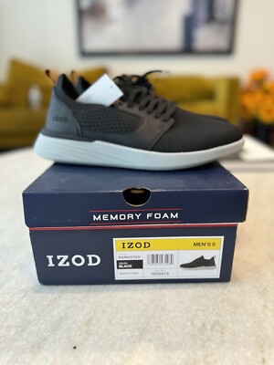 IZOD  Bannister  Men s Lightweight Stretch Textile Sneaker [Black] NEW Size 8