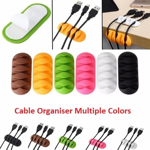 Cable Organizer Holder Management Clips Ties Charger Wire Tidy Lead Desk USB - Picture 1 of 19
