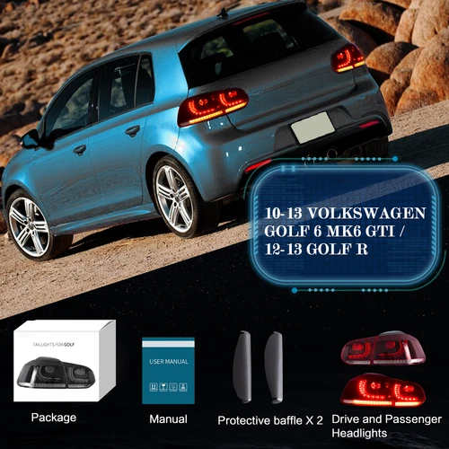 Coppia Fanali Posteriori LED Rosso Fumo per Volkswagen Golf 6 2008-2013 con Sequenziale - Foto 6 di 8