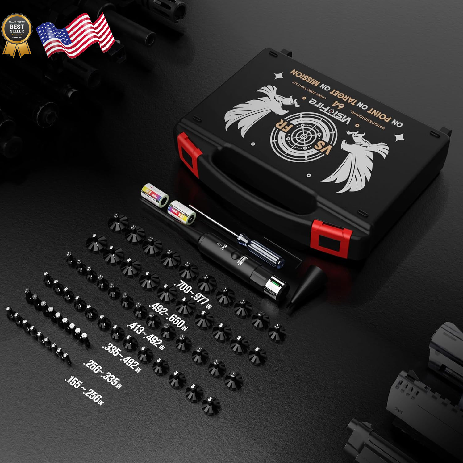 Tool-Free Laser Bore Sight Kit Green Laser Bore Sighter with 64 Upgraded Adapter