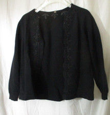 Vintage beaded cardigan sweater black small 1960s
