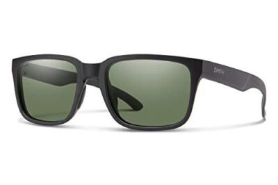 Smith Headliner Square Sunglasses in Matte Black/ChromaPop Polarized Gray Green