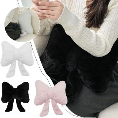 Soft Furry Bow Throw Pillows Cute Bowknot Plush Pillow Decor Stuffed Bow. R J9E2