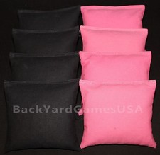CORNHOLE BEAN BAGS Black  Light Pink 8 All Weather Resin Filled