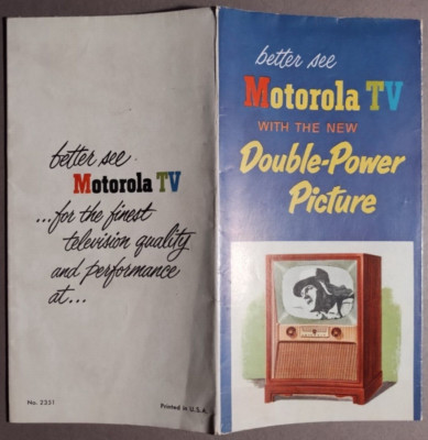 1953 Motorola TV Television Double Power Picture Sales Brochure B4-52