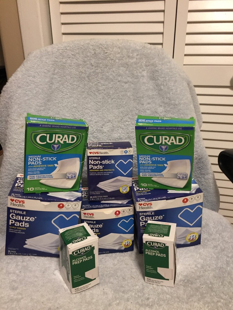 Curad Med. & CVS Non Stick Pads, Alcohol Prep Pads, CVS 3 X 3, 4 X 4 Gauze Pads Curad Med. & CVS Non Stick Pads, Alcohol Prep Pads, CVS 3 X 3, 4 X 4 Gauze Pads