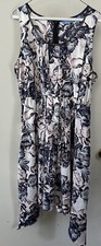 Simply Vera Vera Wang Womens Large Blue PurpleFloral Sleeveless Hi-low Hem Dress