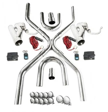 Universal 2.5"Exhaust System Builder X-Pipe Tubing Kit w/2 Electric Valve