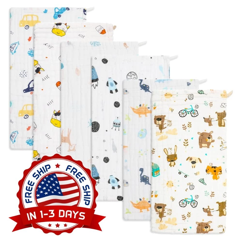 Conjunto De 6 Paños De Eructar Orgánicos Toallas Para Bebés Para Niños Y Niñas..
