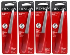 Revlon Emeryl File, Metal Double Sided Nail File with Grip Handle 1 Count 4 pack