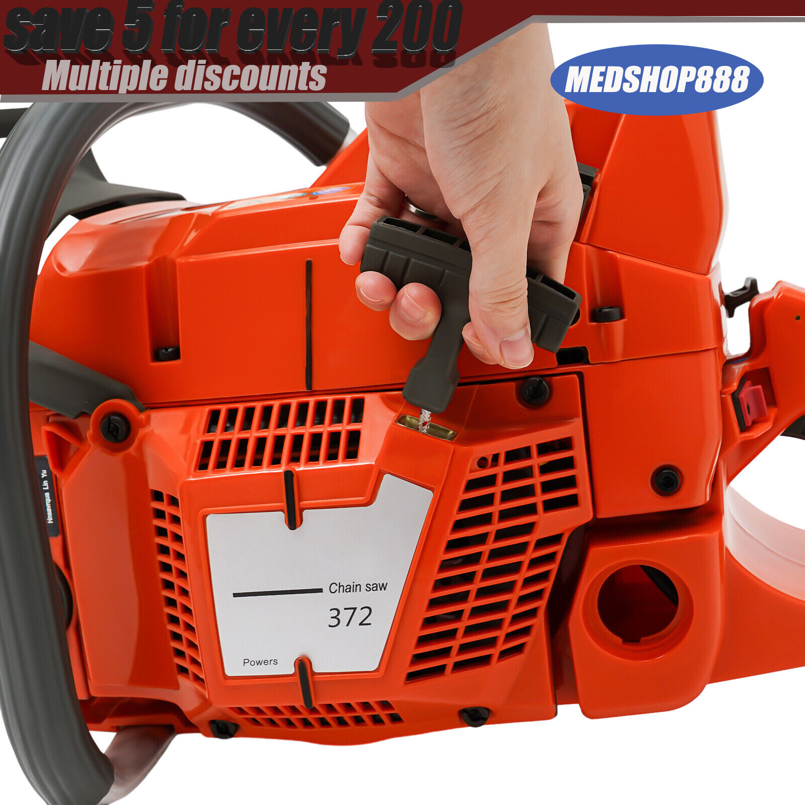 28'' Handheld Cordless Petrol Chain Saw 71cc Gasoline Chainsaw Power Head 3.9kw