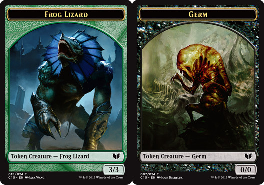 10 Token Cards - Frog Lizard / Germ - Commander 2015 - SAME ART - Magic MTG FTG