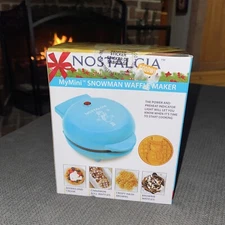 Nostalgia My Mini Snowman Waffle Maker Blue