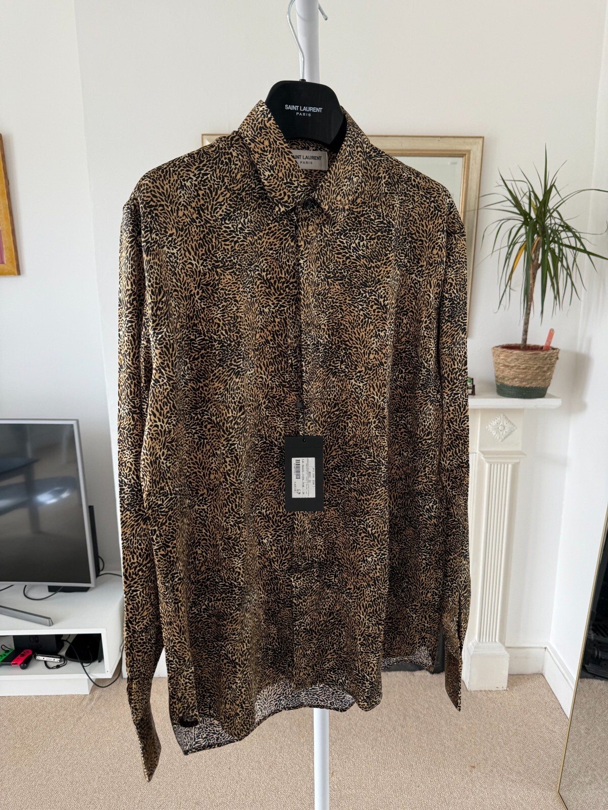 Camicia leopardata in seta Saint Laurent