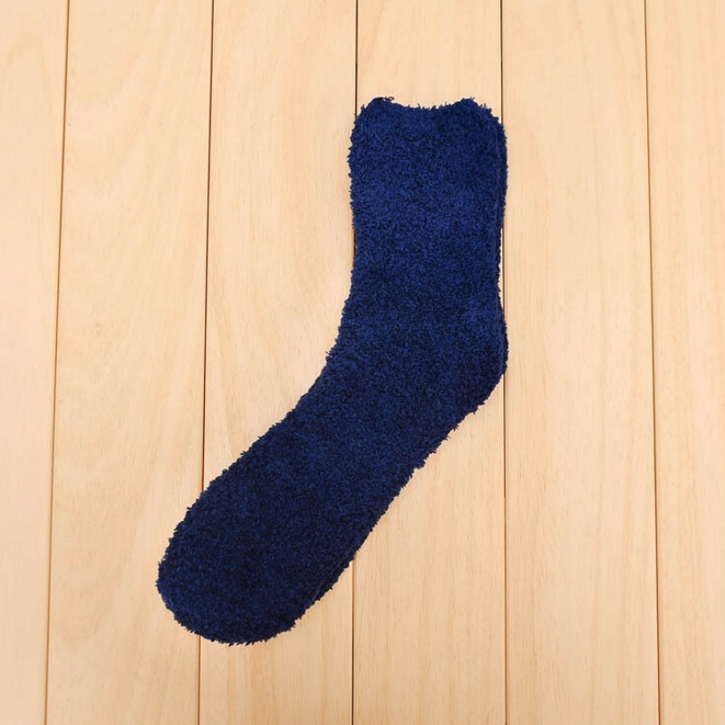 Mens Solid Color Cashmere Socks Fluffy Socks Thermal Cosy Sock Slipper