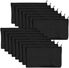 15 Pack Blank Cotton Canvas DIY Craft Zipper Bags 15 Pack/8.3” x 4.7”, Black 