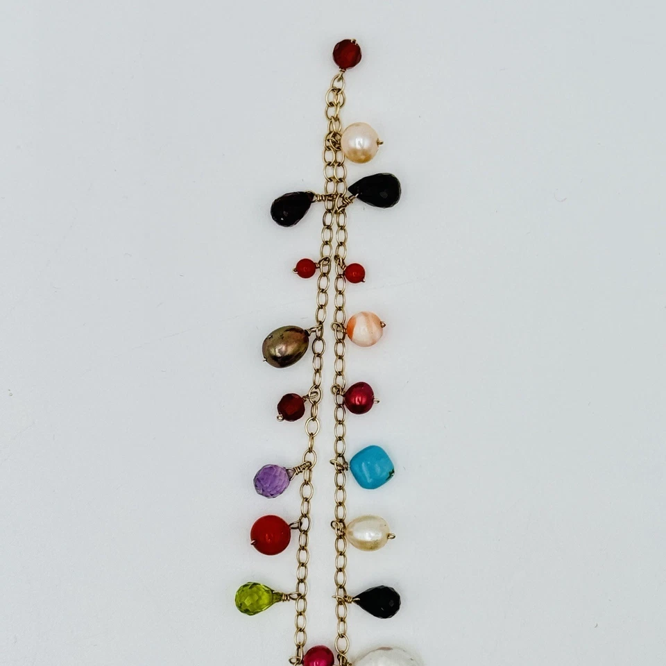 Único Collar Oro Amarillo 14k Perla Barroca Citrino Multi-Piedras Preciosas 36" 29.13gr Foto 4 de 4