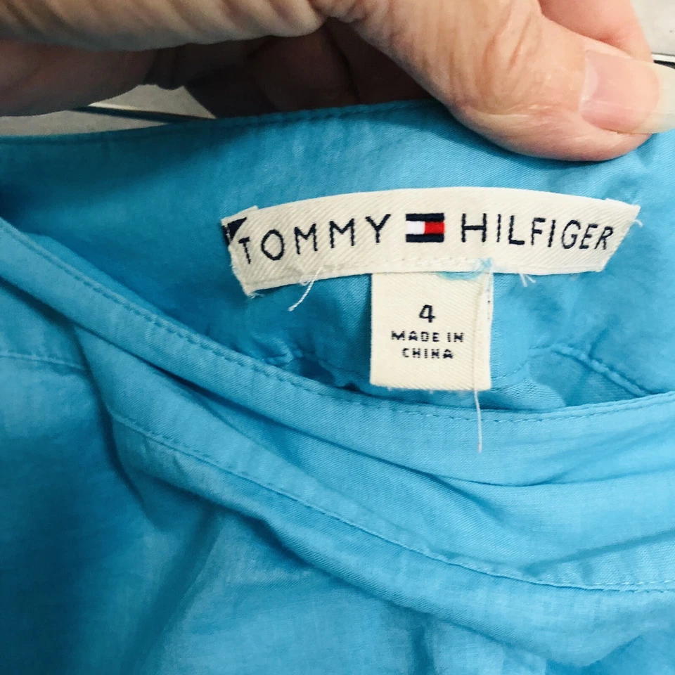 Tommy Hilfiger Y2K Falda Línea A Talla 4 Azul Floral Bordado Forrado Cremallera Lateral Foto 2 de 4