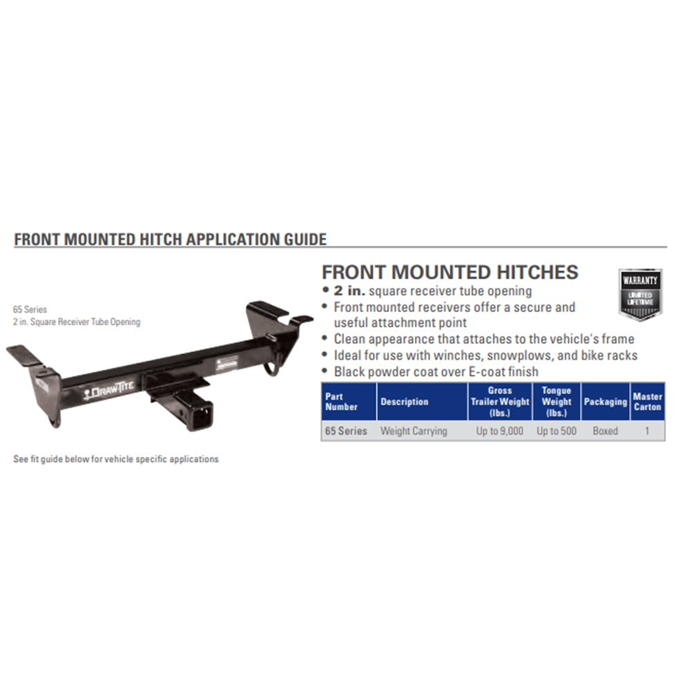 DrawTite 65076 Front Mount Receiver, 2 in. Receiver For 1722 Ford F