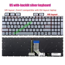 New US silver backlit keyboard For HP 15-EG 15-EH laptop