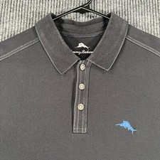 Tommy Bahama Polo Shirt Mens Medium Black Short Sleeve Casual Outdoor Comfort