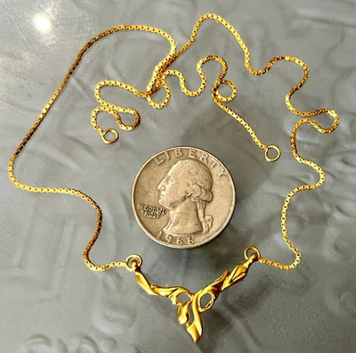 #ad #ad 22K Yellow Gold 18 inch Art Nouveau Attached Pendant Necklace 6g. NEEDS CLASP $795.00