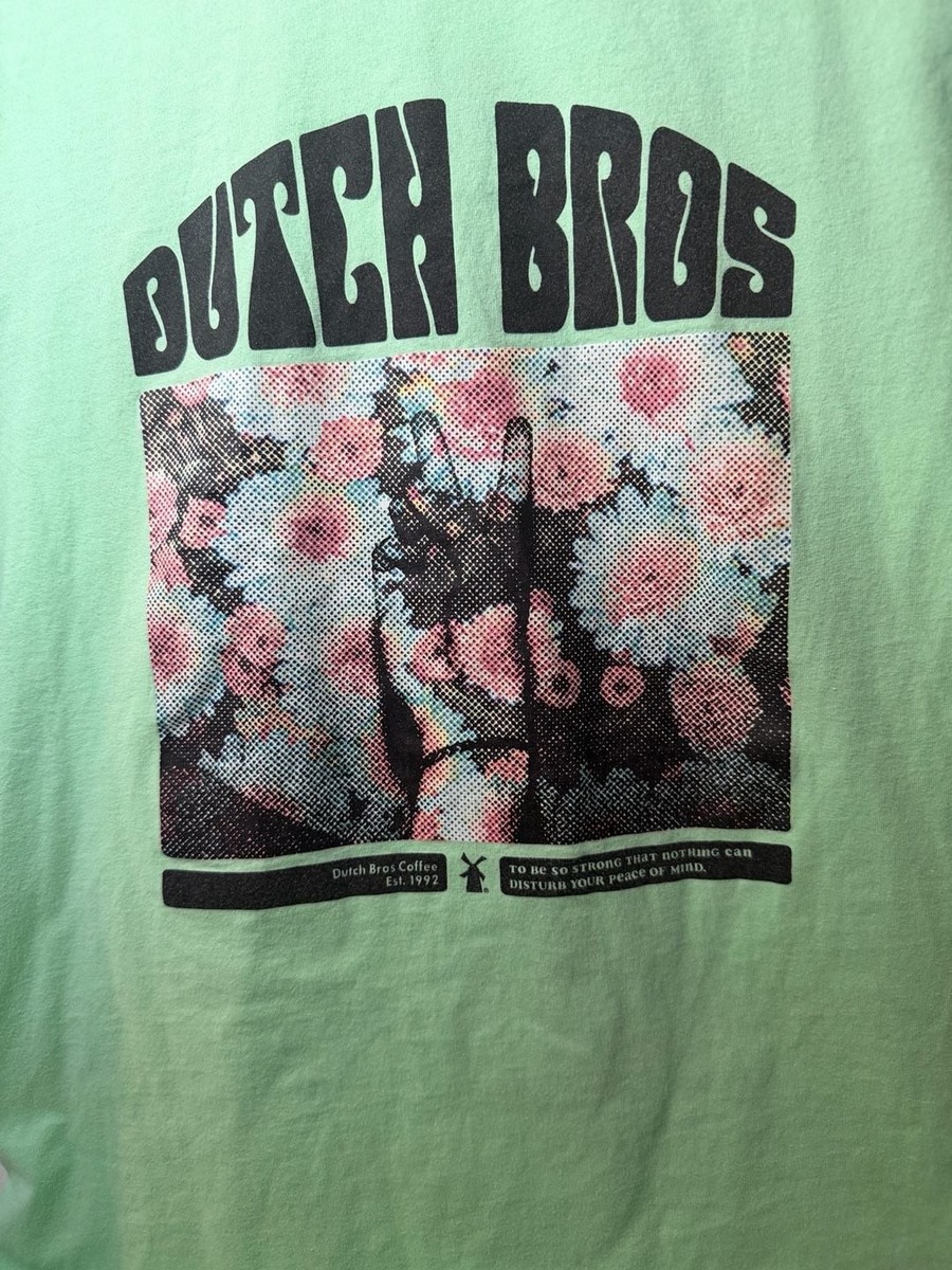 Dutch Bros Coffee Short Sleeve Graphic T-Shirt Peace Sign Flower Design View 6