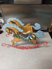 VINTAGE WOOD ROCKING HORSE CHRISTMAS DECOR PLANTER