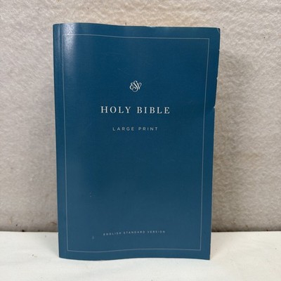 ESV Holy Bible Large Print English Standard Version Book Crossway Paperback Blue