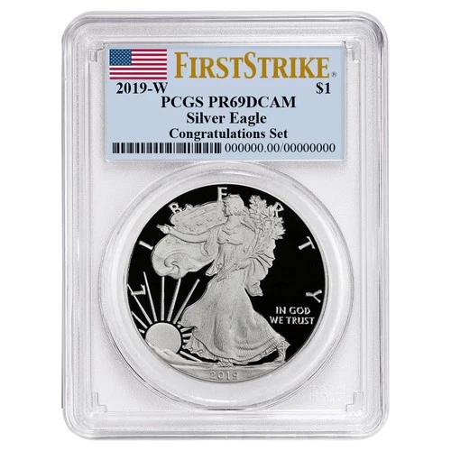 2019-W $1 1-oz Proof American Silver Eagle Congratulations Set PCGS PR69DCAM