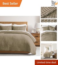 Twin Bedding Set Microfiber Soft Quilt Coverlet with Pillow Sham All Season