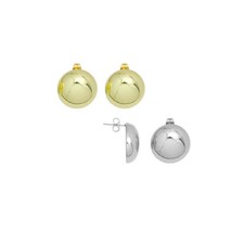 Plain Gold Silver Half Ball Stud Earrings, Sku LD572