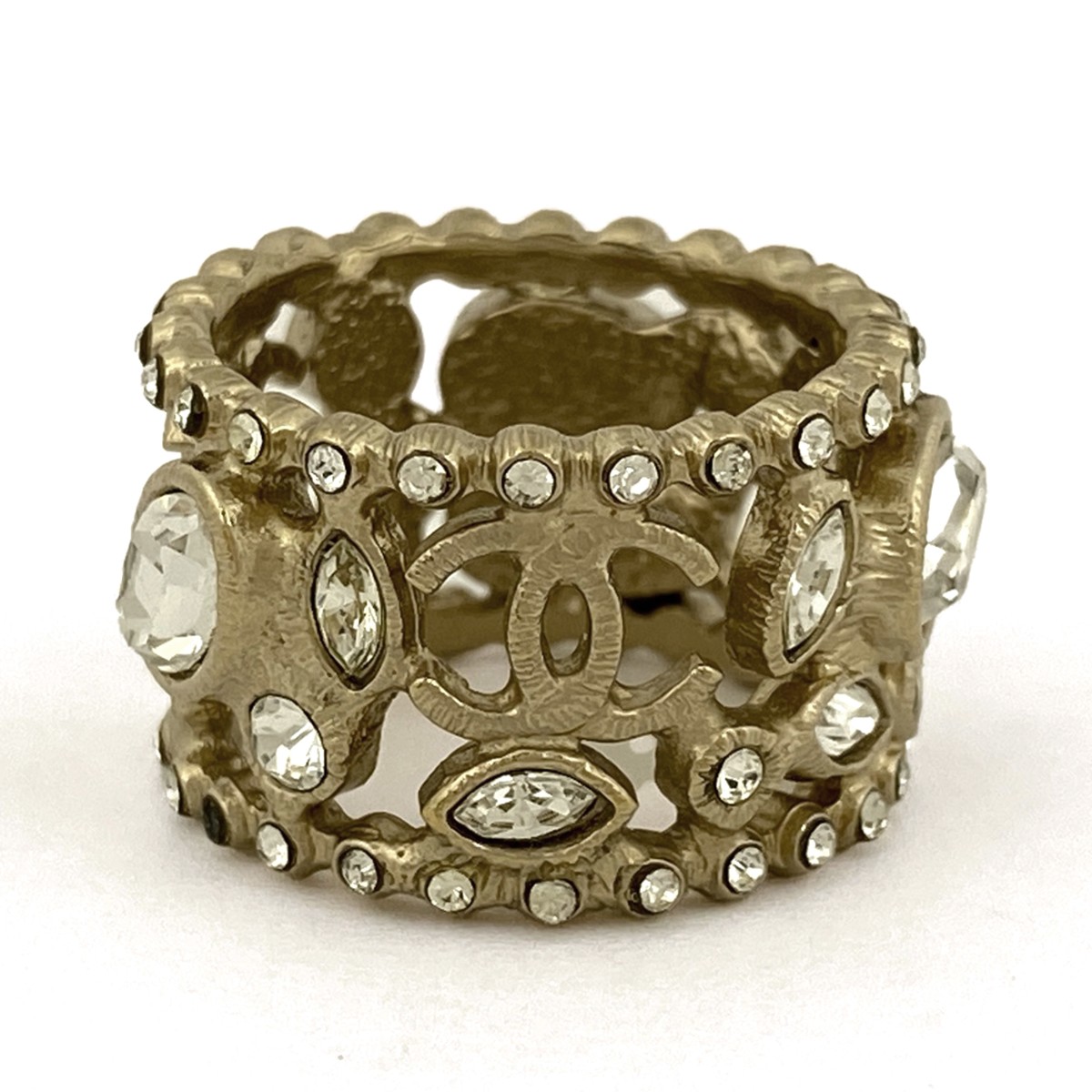 CHANEL (Interlocking) CC logo  Ring rhinestone ri… - image 3