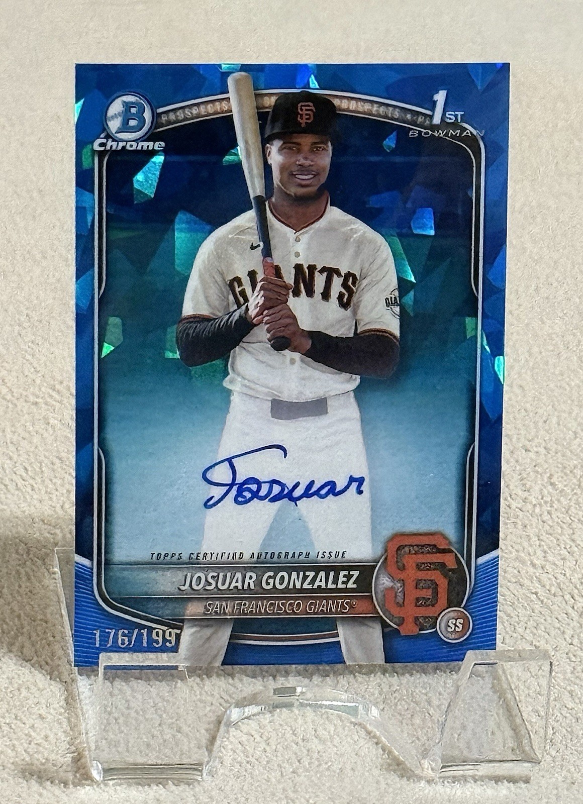 Josuar Gonzalez Sapphire 1st Auto /199 2025 Bowman Chrome Sapphire #CPSA-JG SFG