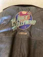 Vintage Planet Hollywood LONDON Leather Jacket XL Autograph