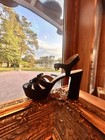 Michael Kors Black Platform Sandals Studded Bow Ankle Strap Block Heel 8 — photo 2