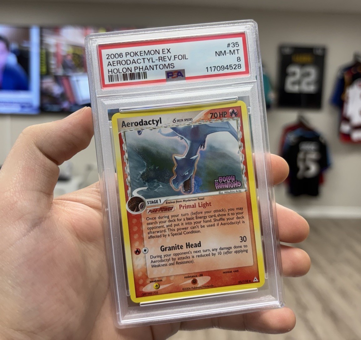 PSA 8 Aerodactyl (Delta Species) 35/110 Holon Phantoms Reverse Holo Pokémon 2006
