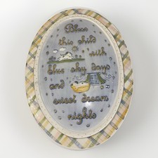 Nursery Blessing Baby Wall Plate Porcelain Lg Oval Multicolor Hangs Preowned