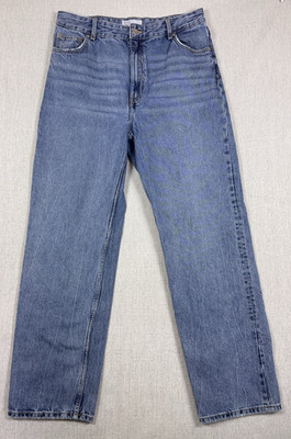 Bershka Women s Straight Leg Jeans Light Blue Size 10 W32 L31 High Rise 90s