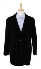 Ermenegildo Zegna Black Cotton Velvet Overcoat Coat Medium 40