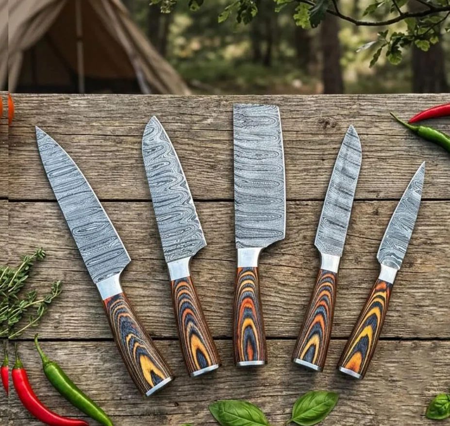 Custom Damascus Steel Kitchen Knife Set, Resin Handle Chef Knives, 5 PCS, BBQ
Opens in a new window 