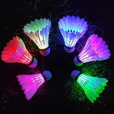 6 Pcs LED Badminton Birdies Dark Night Goose Feather Shuttlecock for Sports
