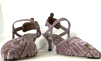 Fendi Colibri Lite Mauve Pink FF Logo Pointed Slingback 55 Kitten