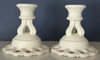 Vtg. Westmoreland White Milk Glass Doric Open Lace Candle Holder Pair 4-1/2”tall