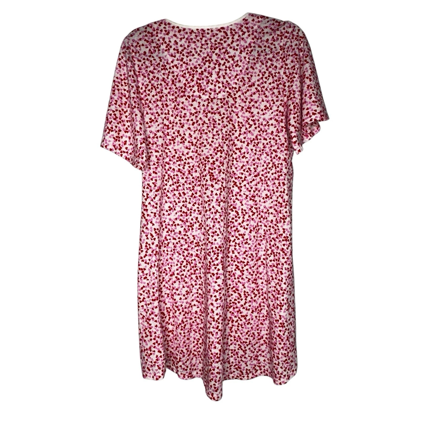 Camicia da notte Kate Spade taglia small morbida camicia da notte loungewear rosa cuori rossi