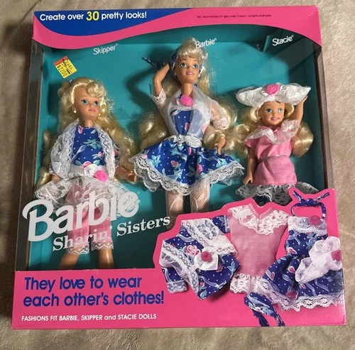 VTG 1995 NRFB Barbie Sharin' Sisters Gift Set w Skipper & Stacie #10143