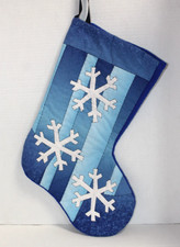 Handsewn  Quilted Snowflake Design Christmas Stocking